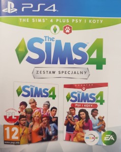 The Sims 4 podstawa + dodatek Psy i koty PL PS4  Używana